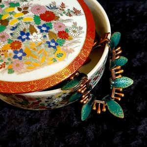 Art Deco Copper and Green Enameled Necklace